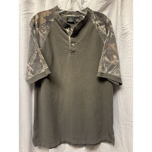 Redhead Mens Olive Green Camo Arms 100% Cotton Pullover Large 100% Combed Cotton